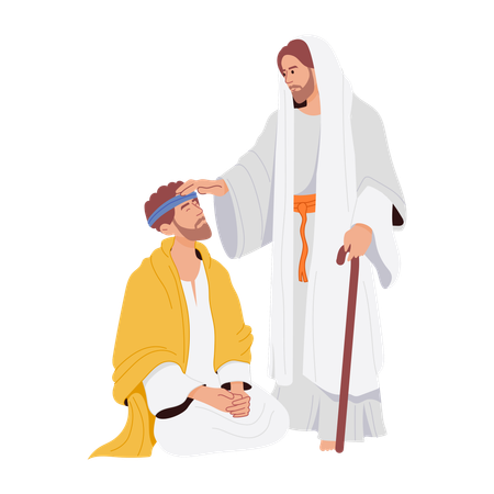 Jesus blessing to man  Illustration