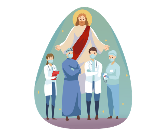 Jesus blessings on medical people  Illustration