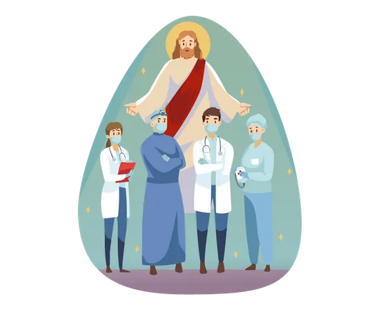 Jesus blessings on medical people  Illustration