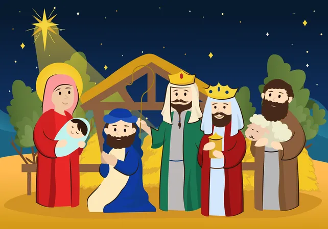 Jesus born on planet earth  Illustration