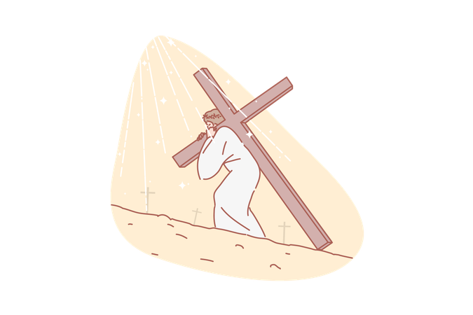 Jesus carrying cross  일러스트레이션