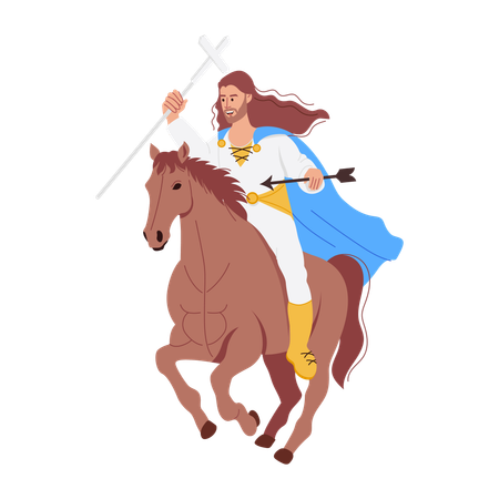 Jesus cavalgando cavalo  Ilustração