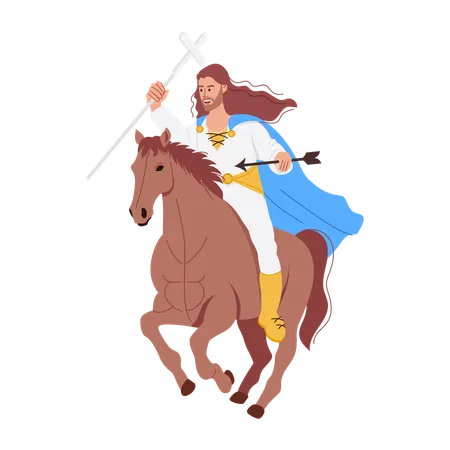 Jesus cavalgando cavalo  Ilustração