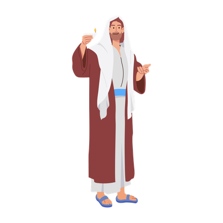 Jesus christ holding candle  Illustration