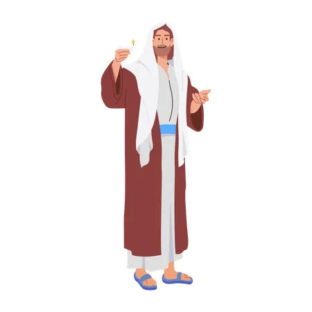 Jesus christ holding candle  Illustration