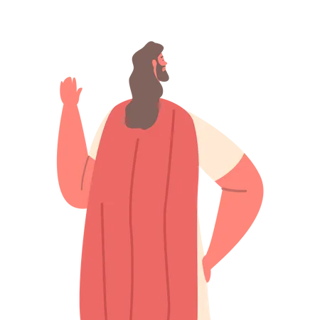 Jesus Christ Character Standing In Refusal Pose With A Serious Expression And Eyes Looking Straight Ahead Conveying Strength And Conviction In His Beliefs Cartoon People Vector Illustration Illustration
