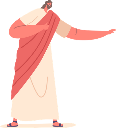 Jesus Christ With Gesturing Arms Teaching Sermon  Illustration