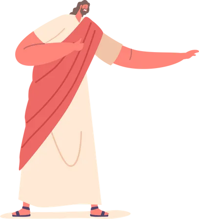 Jesus Christ With Gesturing Arms Teaching Sermon  Illustration