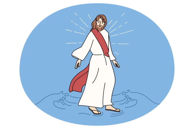 Jesus Christus geht über das Wasser  Illustration