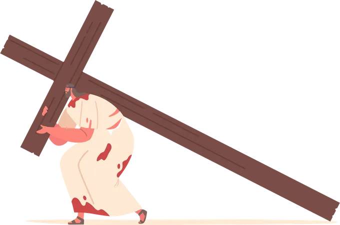 Jesus Christus trägt die Last des Kreuzes  Illustration