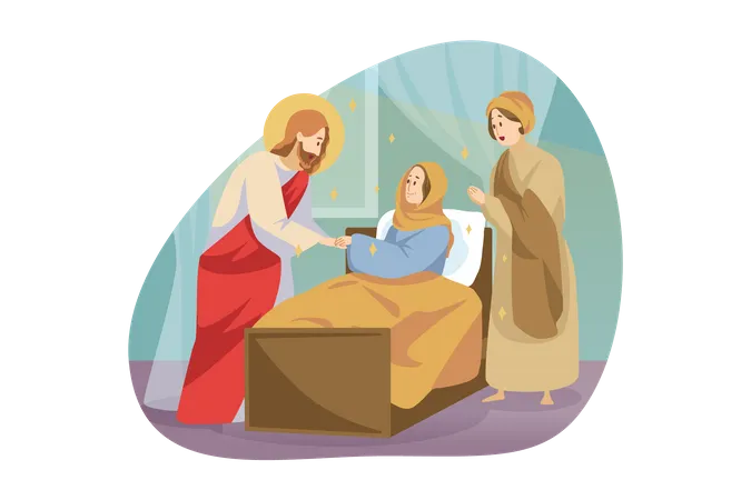 Jesús con mujer cristiana  Ilustración