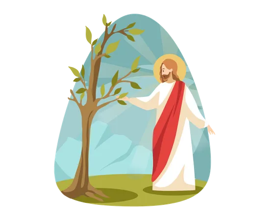 Jesus con planta  Ilustración