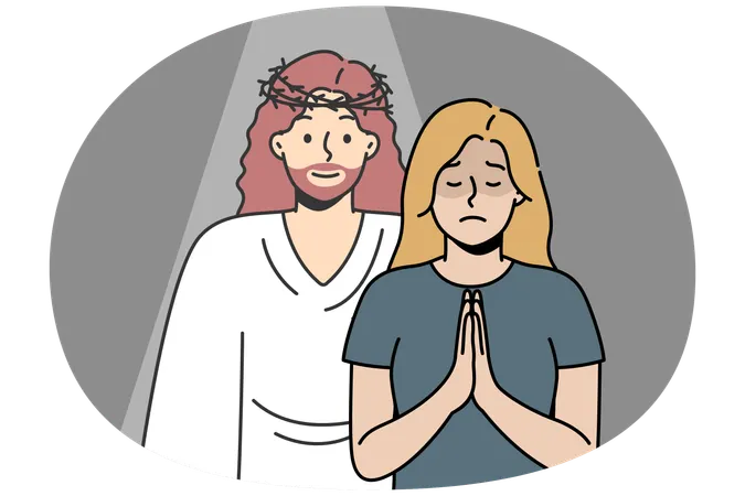 Jesus Cristo apareceu a uma menina loira em oração  Ilustração