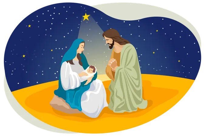 Jesus e mãe Maria  Ilustração
