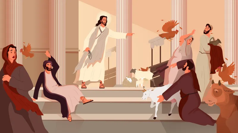 Jesús expulsando a los mercaderes  Ilustración