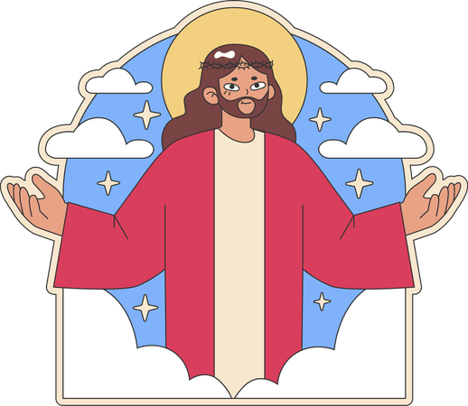 Jesus gives love message to all christians  イラスト