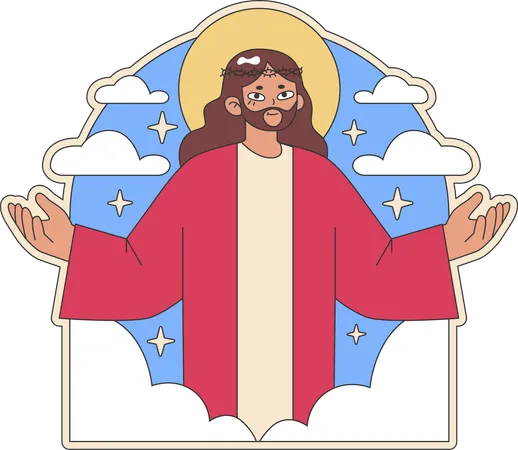 Jesus gives love message to all christians  イラスト