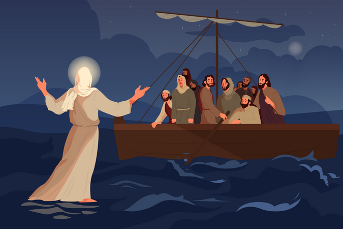 Jesús guiando a los discípulos  Ilustración
