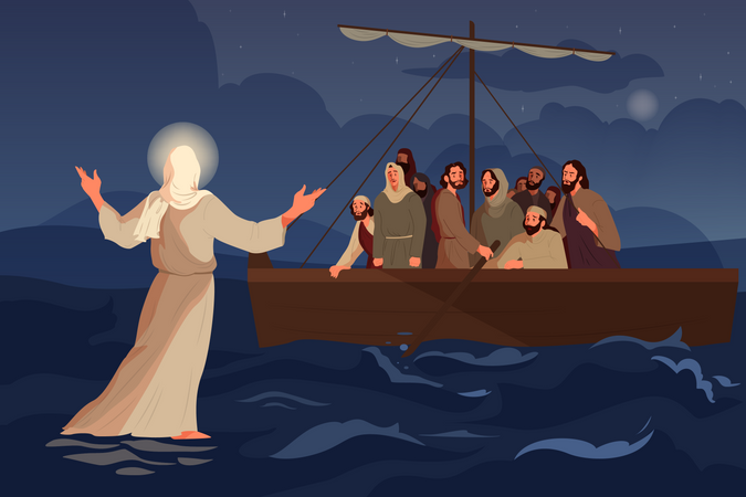 Jesus guiding the disciples  Illustration