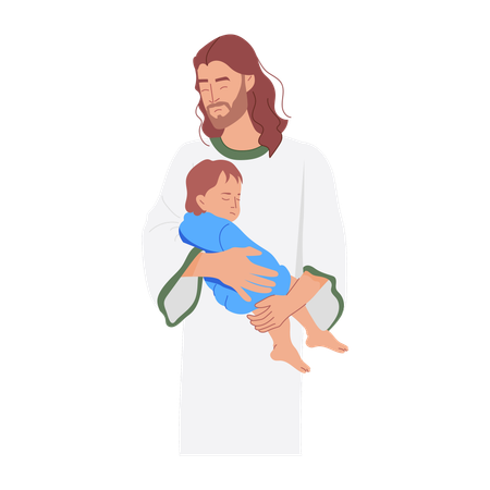 Jesus hält Baby  Illustration