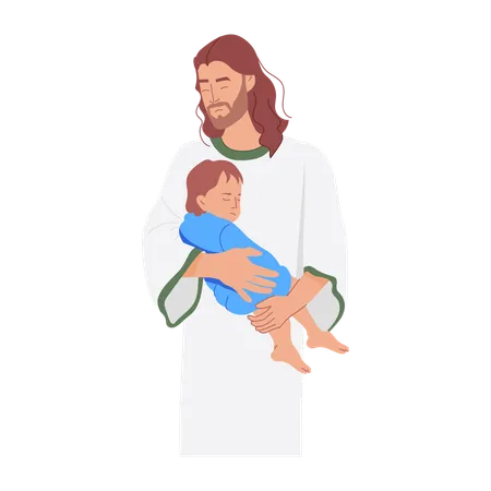 Jesus hält Baby  Illustration