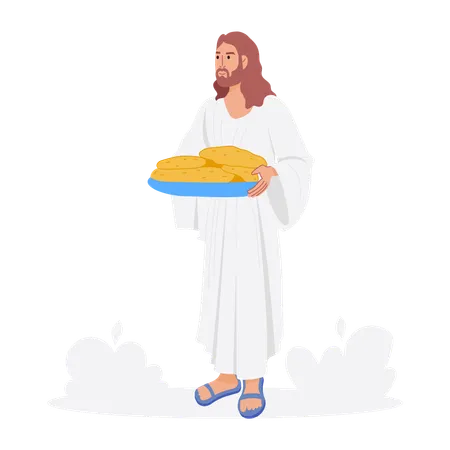 Jesus hält Essen  Illustration