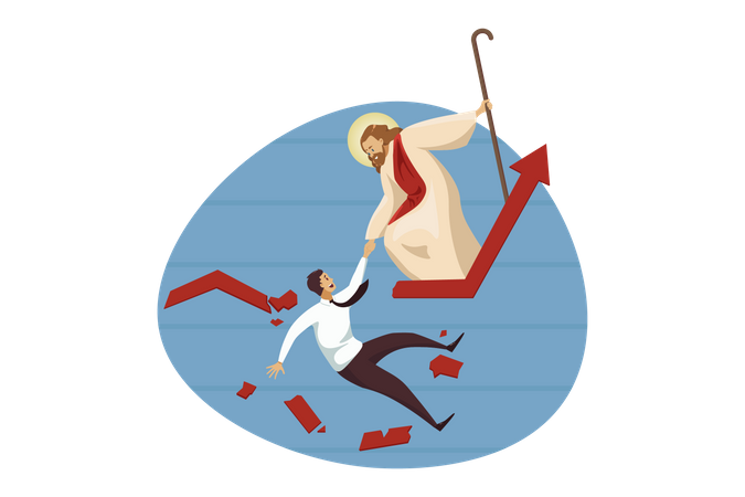 Jesus help to businessman for loss  Illustration