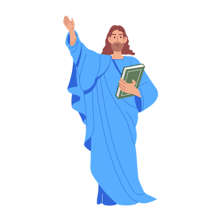 Jesus Holding Bible Book  Illustration