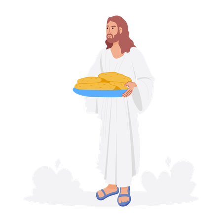 Jesus Holding Food  Illustration