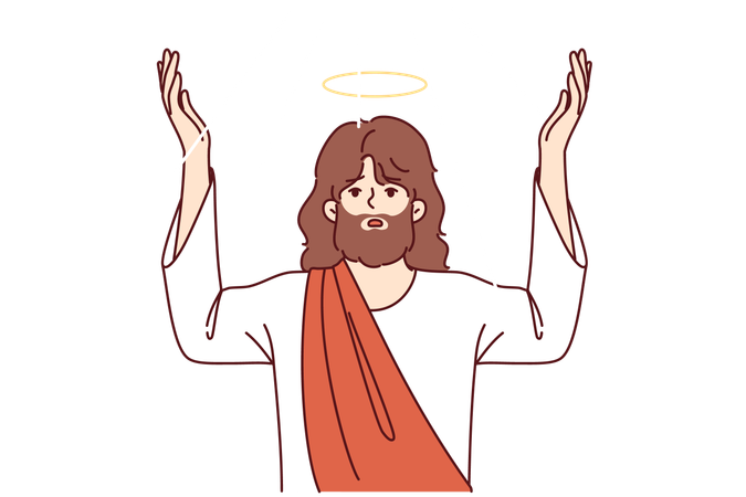 Jesus messiah is praying to god  Illustration
