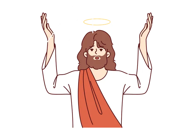 Jesus messiah is praying to god  イラスト