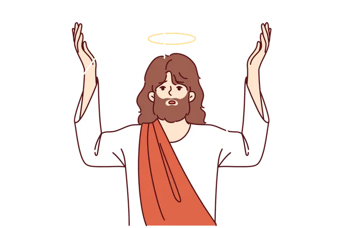 Jesus messiah is praying to god  Illustration