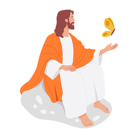 Jesus mit Schmetterling  Illustration