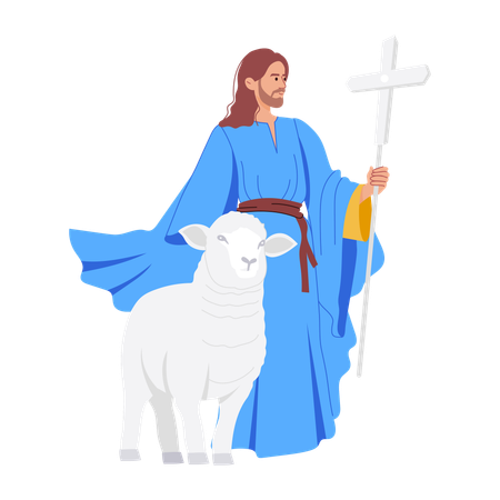 Jesus mit Ziege  Illustration