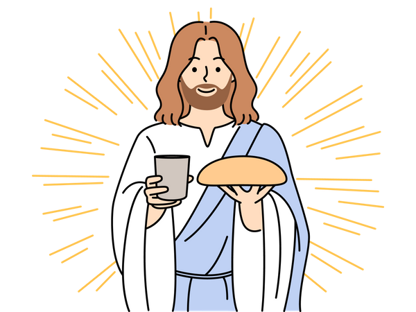 Jesus oferecendo comida  Ilustração