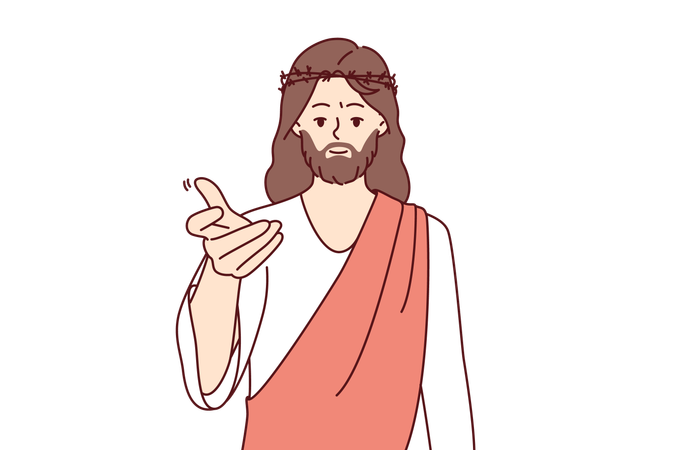 Jesus offering hand for help  イラスト