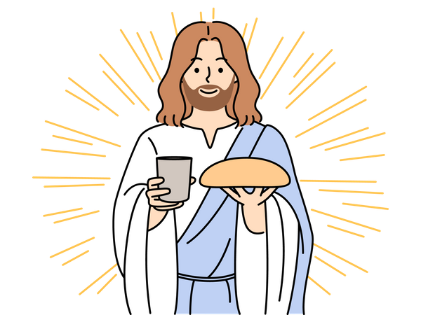 Jésus offrant de la nourriture  Illustration
