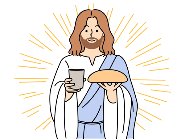 Jésus offrant de la nourriture  Illustration