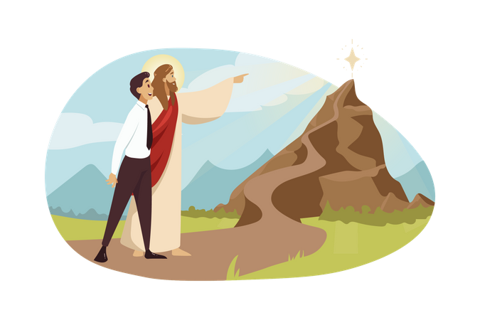 Jesus pointing target  Illustration