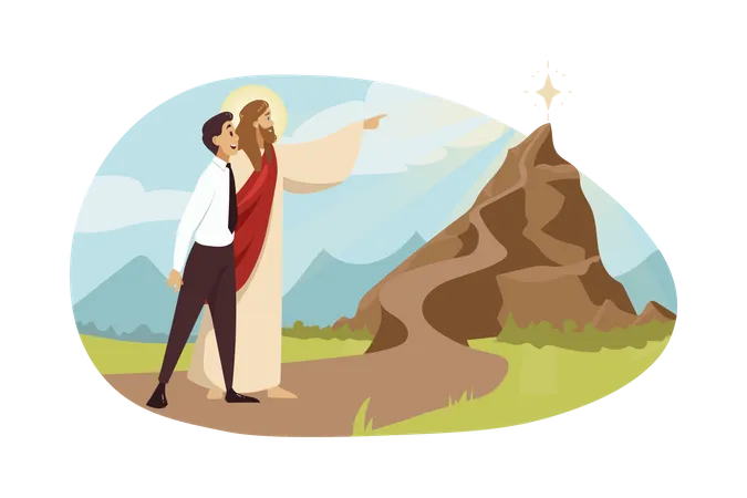 Jesus pointing target  Illustration