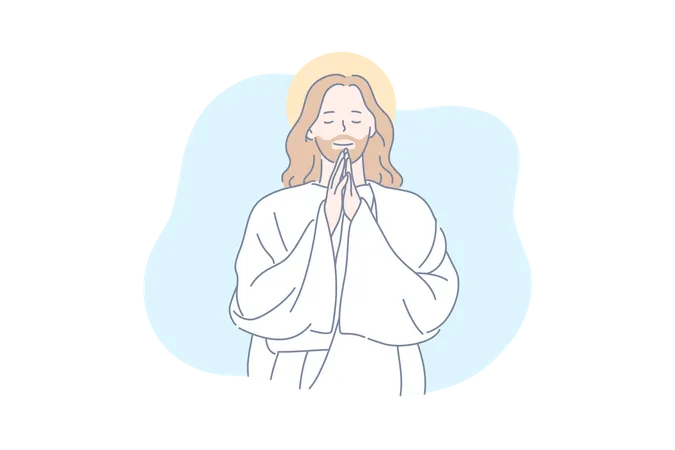 Jesus praying  イラスト