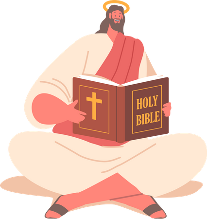 Jesus reading bible  イラスト