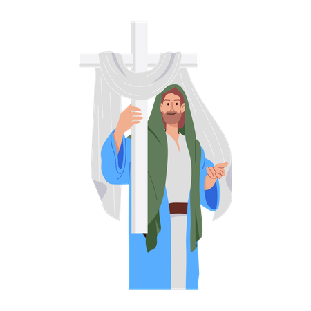 Jesus, Erlöser, Halten, Kreuz  Illustration