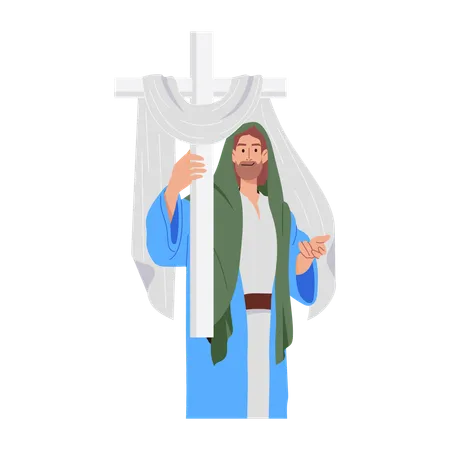 Jesus, Erlöser, Halten, Kreuz  Illustration