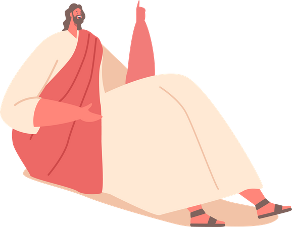 Jesus seated on floor  イラスト