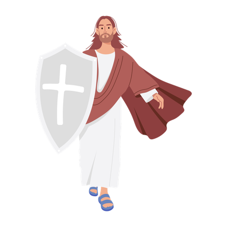 Jesus segurando escudo  Ilustração