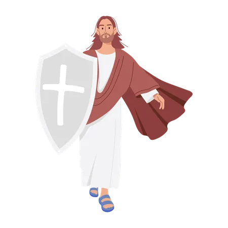 Jesus segurando escudo  Ilustração