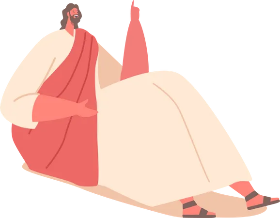 Jesus sentado no chão  Ilustração