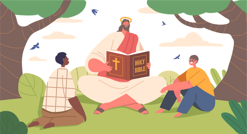 Jesus spreading wisdom and love  Illustration