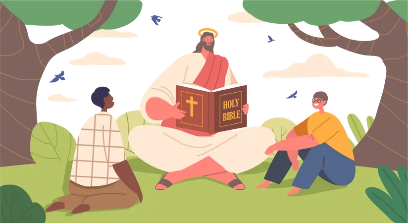 Jesus spreading wisdom and love  Illustration